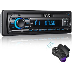 RDS automašīnas radio Bluetooth 9-24 V, FM/AM 1 Din automašīnas radio ar Bluetooth brīvroku sistēmu, 7 krāsu automašīnas radio ar 2 USB/MP3 atskaņotājiem/AUX/SD/neatkarīgu pulksteni, 30 raidītājus var uzglabāt