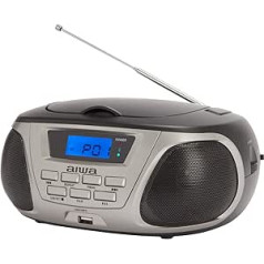 Aiwa BBTU-300TN portatīvais CD atskaņotājs CD radio FM radio hiperbass audio ieeja Bluetooth USB titāna