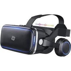 NK 3D VR brilles — viedtālrunis, viedtālrunis viedā audio, 11,9 cm (4,7 collas) - 6,53 collas, skata leņķis 90–100 grādi, 360º, objektīvs, regulējams skolēns (melns)