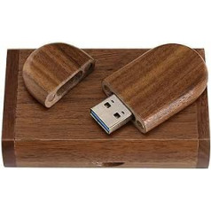 64 GB 3.0 ovāls USB zibatmiņas disks ar koka kastīti, riekstkoka koksni