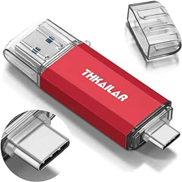 THKAILAR USB Flash Drive, 256GB 2 in 1 USB C 3.1 Flash Drive Dual Stick USB Memory Stick for Smartphones/Samsung Phones/Laptop/Tablets/Mac Pro/PC