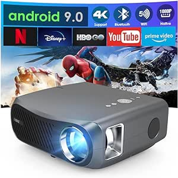 5G projektors 4K HDR WiFi Bluetooth WLAN bezvadu Daylight 1000ANSI LED mājas kinozāle Full HD 1080P video projektors Keystone korekcija tālummaiņa HDMI ARC USB audio savietojams ar televizoru