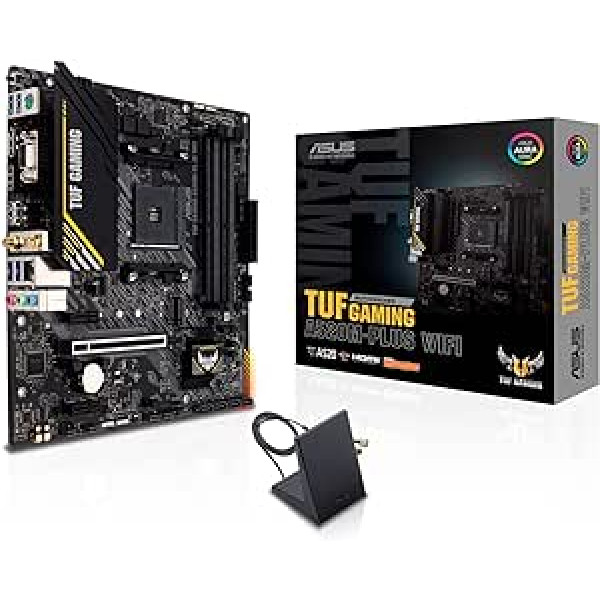 ASUS TUF Gaming A520M-PLUS WiFi mātesplates ligzda AMD A520 (Ryzen AM4, Micro ATX ar M.2 atbalstu, 802.11ac Wi-Fi, DisplayPort, HDMI, D-Sub, USB 3.2 Gen 1 saskarnes, SATA 6 Gbit/s)