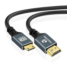 Thsucords Ultra Thin 8K 4K Mini HDMI to HDMI Cable 3ft Flexible Soft Slim High Speed 48Gbps 4K@120Hz Mini HDMI 2.1 Cable Compatible with Camera Camcorder