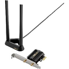 ASUS PCE-AXE59BT AXE5400 WiFi 6E PCI-E adapteris (divas ārējās antenas, 6 GHz josla, 160 MHz, Bluetooth 5.2, WPA3, OFDMA, MU-MIMO)