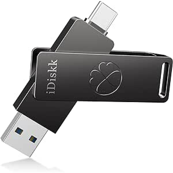 iDiskk 512 GB cietvielu USB zibatmiņas disks USB 3.2 1000 MB/s liela ātruma zibatmiņas disks SSD, Gen2 USB-C Photo Stick iPhone 15/USB-C iPad/Android tālruņiem, klēpjdatoram/Mac un planšetdatoram, pelēks (nav lietotnes