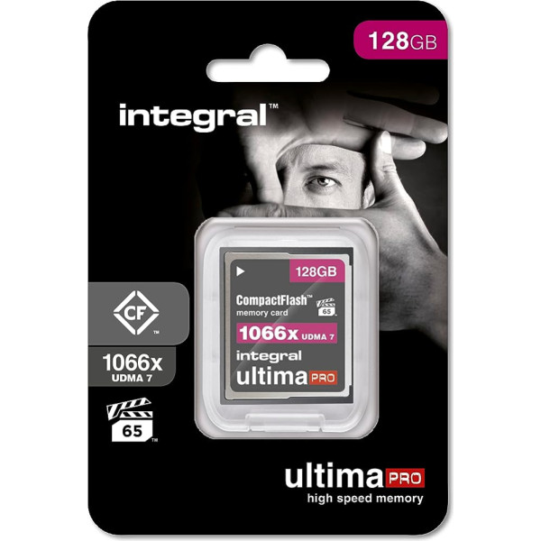 Integral 128GB Compact Flash Card UDMA-7 1066x Speed VPG-65 160MB/s Read and 135MB/s Write Professional High Speed Memory Card