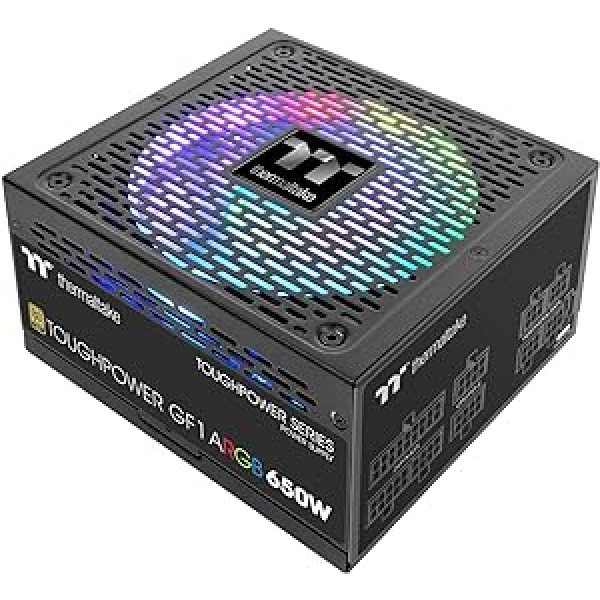 Thermaltake Toughpower GF1 650 W ARGB PC ATX barošanas avots 80 plus zelta pilnībā modulārs, kluss 140 ventilators, ES sertificēts melns