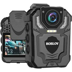 BOBLOV T5 128GB 1440P korpusa kamera ar audio ierakstu, iebūvēta SD karte, divi akumulatori ar doku, pārnēsājama policijas ķermeņa kamera tiesībaizsardzībai, nakts redzamība, failu aizsardzība