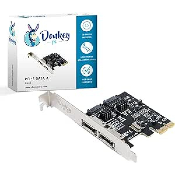 Ēzelis pc PCI Express karte 2 SATA 3.0 + 2 ESATA porti PCIe paplašināšanas karte SATA3 6Gbps adapteris savietojams ar SATAI un SATAII karti SATA 3 2 porti + 2 iekšējie porti