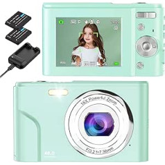 Digitālā kamera, Bofypoo fotokamera, autofokusa 32G karte, FHD 1080P, 48MP ar 16x digitālo tālummaiņu, kompakta kamera, pārnēsājama mini kamera pusaudžiem, bērniem, studentiem, iesācējiem (zaļa)