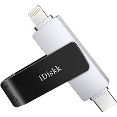 iDiskk 256G Type-C to Lightning USB Photo Stick for iPhone, MFi Certified 2 in 1 Memory Stick for iPad, iPhone Storage for USB-C Phone, iOS System, Mac and Computer