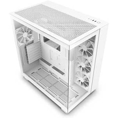 NZXT H9 Flow - CM-H91FW-01 - Dual Chamber ATX Mid-Tower PC Gaming Case - High Airflow Perforated Top Panel - Tempered Glass Front and Side Panels - 360 mm Radiator Support - White