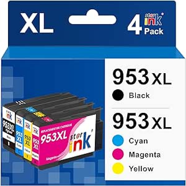 Starink 953XL Multipack printeru kasetnes, kas saderīgas ar HP 953 XL kasetnēm HP 953XL Multipack, HP Officejet Pro 8710 8715 7720 7740 8720 8730 8718 7730 8728 Blackelan, Magenta 8,