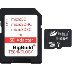 BigBuild Technology 64 GB īpaši ātra 80 MB/s atmiņas karte Samsung Galaxy Tab 4 SM T530 planšetdatoram, 10. klases MicroSDXC