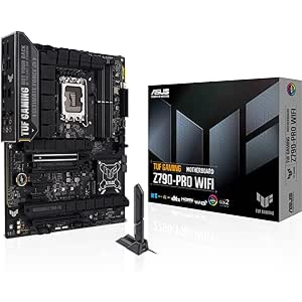 ASUS TUF Gaming Z790-PRO WiFi (LGA 1700 ATX mātesplate, 16+1+1 barošanas posmi, PCIe 5.0, DDR5, četri M.2 sloti, WiFi 6E, priekšējais USB 20Gbps, barošanas piegāde (PD) 3.0, Thunderbolt 4 galvene un RGB)