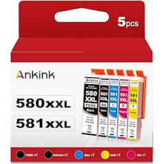 ANKINK saderīgo tintes kasetņu printeru kasetņu nomaiņa PGI 580XXL CLI 581XXL Canon kasetnei 580 581 XL TR7550 TR8500 TR8550 TS705 TS6250 TS6300 Melna krāsa TS8350