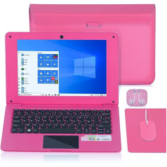 G-Anica 10,1 collas klēpjdators, piezīmjdators ar Windows 10 klēpjdatoru, Full HD četrkodolu displejs, pārnēsājams, 2 GB RAM, 32 GB ROM, Netflix, Youtube, Bluetooth, WiFi (rozā krāsā)