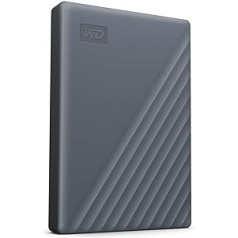 WD My Passport cietais disks darbojas ar USB-C 5TB (mobilais cietais disks, paroles aizsardzība, dublēšanas programmatūra, USB 3.2 Gen 1, 3 gadu garantija) Silicon Grey