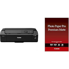 Canon imagePROGRAF PRO-300 A3+ Printer Colour Inkjet Printer Photo Printer, Black & Photo Paper PM-101 Premium Matt - DIN A3, 20 Sheets (210 g/m²) for Inkjet Printers