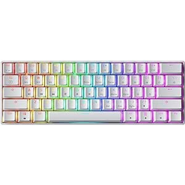 GK61 karstās maiņas mehāniskā spēļu tastatūra — 61 taustiņu daudzkrāsains RGB LED fona apgaismojums PC/Mac atskaņotājiem (Gateron optiskā dzeltena, balta)