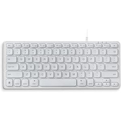 Perixx PERIBOARD-332MW Mac OS X Mini aizmugurgaismojuma plānā tastatūra ar lielu avotu, baltu LED, QWERTY izkārtojumu ASV/ASV angļu