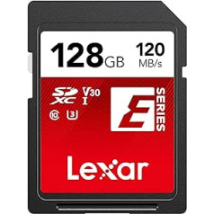 Lexar SD karte 128 GB, SD karte 128 GB SDXC UHS-I, lasīšanas ātrums līdz 120 MB/s, rakstīšanas ātrums līdz 45 MB/s, U3, V30, C10, Full HD un 4K UHD