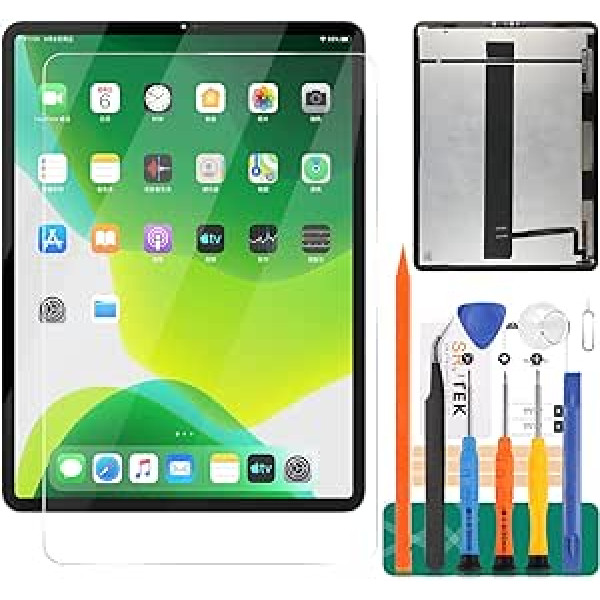 SRJTEK nomaiņa iPad Pro 12.9 2020 4. ekrāna nomaiņa A2069 A2232 A2233 A2229 LCD displeja pieskāriena ciparu pārveidotāja paneļa sensora stikla lēcu komplekti (oriģināls, melns)