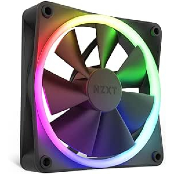 Nzxt F120 RGB ventilatori — RF-R12SF-B1 — uzlabota RGB apgaismojuma regulēšana — kluss dzesēšanas čuksti — viens (nepieciešams RGB ventilators un kontrolieris, un tas nav iekļauts) — 120 mm ventilators — melns