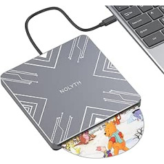 NOLYTH External CD DVD Drive USB 3.0 Type-C Slot-in CD DVD Drive External Portable CD/DVD+/-RW Burner Drive Optical Drives for Laptop PC Mac MacBook Air Pro Windows 11/10 Apple iMac