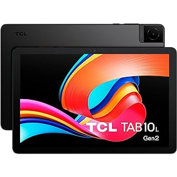 TCL 10L 2. paaudzes WiFi, 10,1 collas HD planšetdators, četrkodolu, 3 GB RAM, 32 GB atmiņa, paplašināma līdz 128 GB, izmantojot MicroSD, 6000 mAh akumulators, bezmaksas caurspīdīgs korpuss, Android 13, pelēks