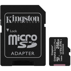 Kingston 256 GB microSDHC Canvas Select Plus 100 MB/s lasāma A1 10. klases UHS-I atmiņas karte + adapteris ar iepakojumu bez traucējumiem (SDCS2/256GBET)