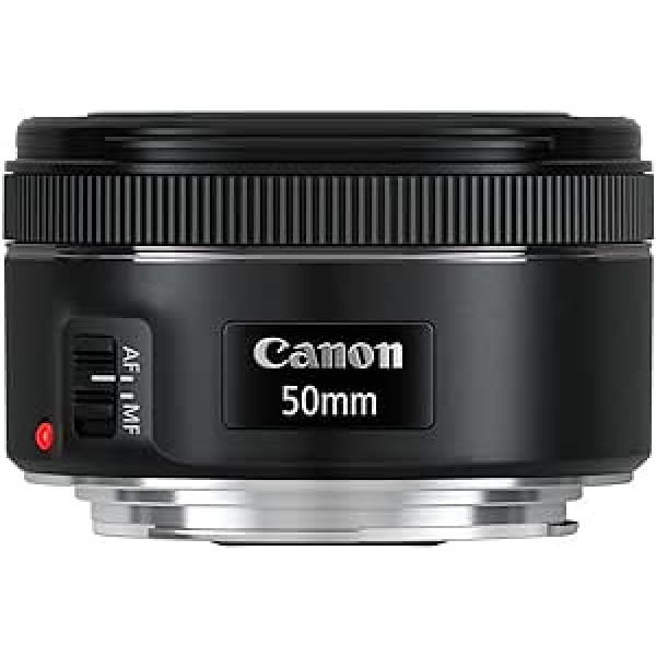 Canon EF 50 mm f/1.8 STM SLR telefoto objektīvs — melns