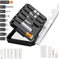 JiaTeums Mobile Phone Cleaning Kit for iPhone, 14 in 1 Repair Mobile Phone Charging Port and Charging Cable for Airpod, for Cleaning Mobile Phones, Headphones, Tablets, Black