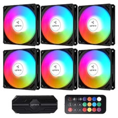 upHere NK1206-6 120 mm LED RGB with Remote Control Silent Fan for PC Case Fan