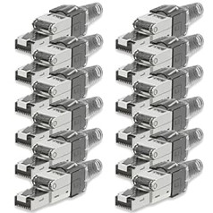 12 tīkla savienotāju komplekts Cat 7 Bez instrumentiem CAT7 CAT7A RJ45 LAN UTP kabeļa savienotājs pelēks bez rīkiem CAT6a CAT6 CAT5 instalācijas kabelis Patch Cable Tīkla kabelis bez instrumentiem modulārais spraudnis