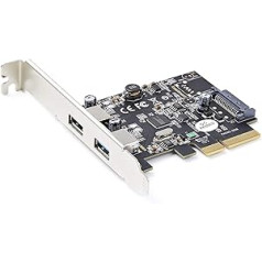 StarTech.com 2 portu USB PCIe adapteris — 10 Gb/s katrā portā — USB 3.2 Gen 2 A tipa PCI Express 3.0 x2 resursdatora kontrollera paplašināšanas karte — pievienošanas karte — pilna/zema profila — Windows un Linux (PEXUSB312A3)