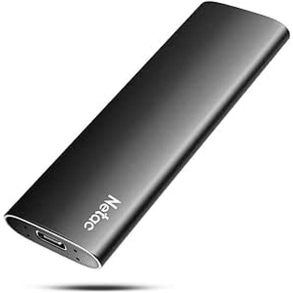 Netac 1 TB SSD ārējais USB 3.2 Gen 2, ārējā cietā diska SSD klēpjdatoram, TV ierakstīšanai, Mac, PS4, PS5, Xbox, mobilais tālrunis Android (USB C alumīnija)