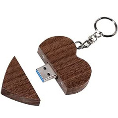 FeliSun Speicherstick USB Stick USB-Flash-Laufwerk Customized Holz Herz USB3.0 Flash Drive Pendrive High Speed Memory Stick Externe Speicher Fotografie Hochzeitsgeschenke (Brown, 64GB)