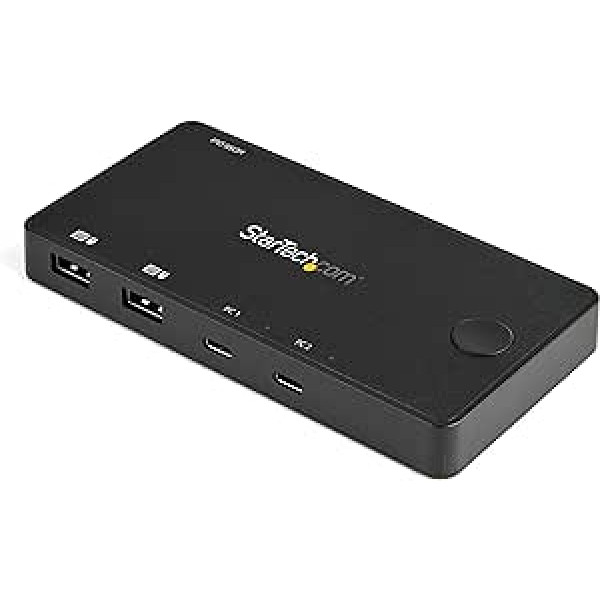 StarTech.com 2 portu USB-C KVM slēdzis (4K 60 Hz HDMI, 3840 x 2160, kompakts divu portu UHD mini KVM slēdzis ar USB-C kabeli)