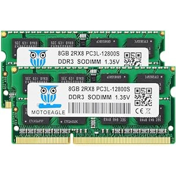 motoeagle DDR3L 1600 MHz SODIMM 16GB Kit (2x8GB) PC3 PC3L 12800S 8GB 204-Pin Unbuffered Non-ECC 1.35V CL11 2Rx8 Dual Rank Notebook Memory