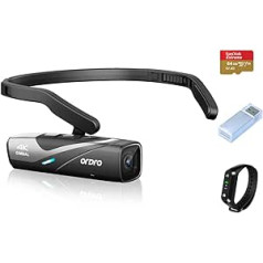 ORDRO videokamera 4K EP8 pārnēsājama kamera POV ierakstīšana, Ultra HD 4K 60 kadri/s videokamera ar 1/2,8 collu sensoru, 2 asu karkasa stabilizators, 2,4/5G WiFi, ar tālvadības pulti un 64 GB MicroSD karti