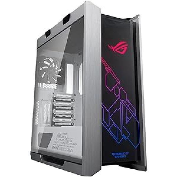 ASUS ROG Strix Helios GX601 White Edition RGB vidēja torņa datora korpuss ATX/EATX mātesplatēm ar rūdītu stiklu, GPU statņiem, 420 mm dzesētāja atbalstu un Aura Sync