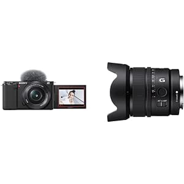 Sony Alpha ZV-E10L | APS-C bezspoguļa maināma objektīva vloga kamera (grozāms ekrāns 4K video emuāru veidošanai, reāllaika acu autofokuss) melns + APS-C platleņķa fiksēts fokusa objektīvs