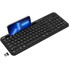 cimetech Bluetooth tastatūra bezvadu Ergonomiska 2.4G USB tastatūra QWERTZ izkārtojums ar 3 kanāliem vairāku ierīču un viegli pārslēdzama bezvadu tastatūra iOS, Android, Windows, viedtālrunim