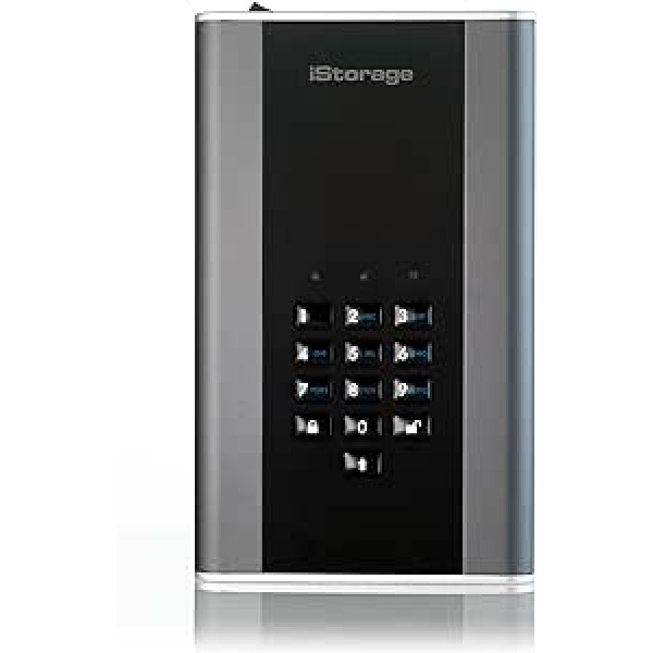 iStorage IS-DT2-256-12000-CG 12 TB disksAshur DT2 256 bitu USB 3.1 galddatora Festplatte ar Hardwareverschlüsselung, Graphit/Schwarz