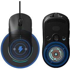 Qi bezvadu lādētājs ierīcēm Logitech G Pro X 2, G502 Plus, G703, G903 Hero, G Pro Wireless Superlight spēļu pelēm (zilā krāsā)