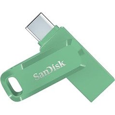 SanDisk Ultra Dual Drive Go USB Type-C 128 GB (Android viedtālruņa atmiņa, USB Type-C ports, 400 MB/s lasīšanas ātrums, var izmantot kā atslēgu piekariņu) Absints zaļš