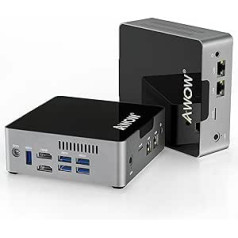 AWOW Fanless Mini PC Windows 11 Pro, 8GB 256GB M.2 SSD Mini Desktop Computer Intel N4120, Micro PC Dual Display HDMI DP 4K @ 60Hz Dual Gigabit Ethernet, WiFi/BT/USB3.0 * 5