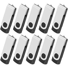 AreTop USB Flash Drive 4GB 10pcs USB 2.0 Flash Drive Memory Stick USB Flash Drive Memory Rotating for Laptop/PC/Car (Black)